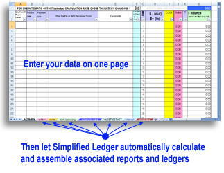 Simplified Ledger Spreadsheet